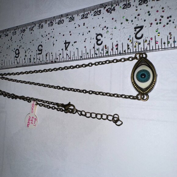 22 1/4" Brass All Seeing Eye Necklace - Picture 3 of 9